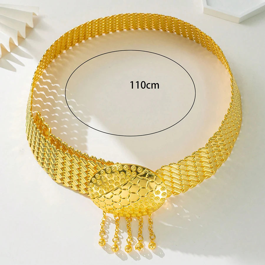 Gold Plated Turkish Soft Metal Belt Ethnic Caftan Wedding Sash Bridal Waist Chain Festival Outfit Accessory for Women