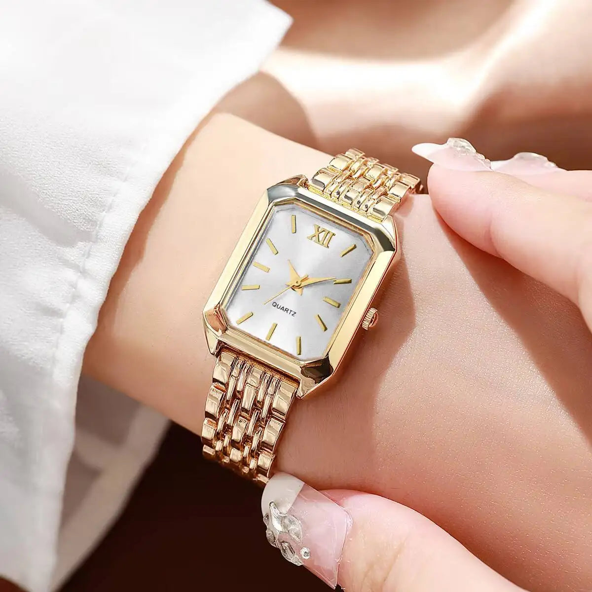 Elegant Rectangle Women Watches Fashion Analog Quartz Wristwatches Reloj Mujer Girls Clock Gift（Without Box）