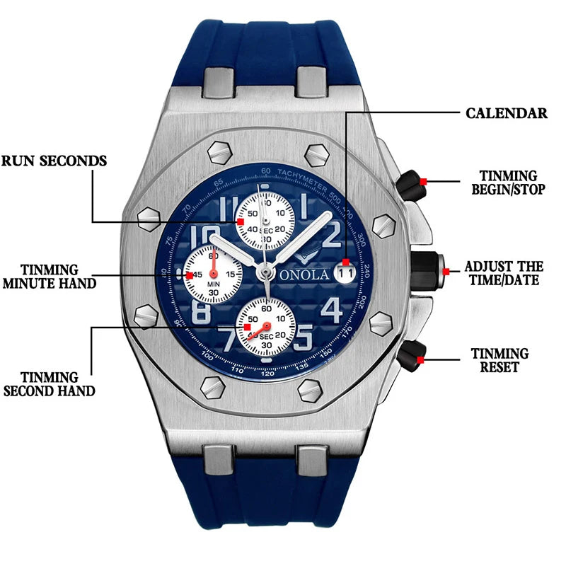 ONOLA Top Brand Luxury Men Watch High Quality Business Chronograph Date Quartz Watches for Wrist Men Wristwatch Clock