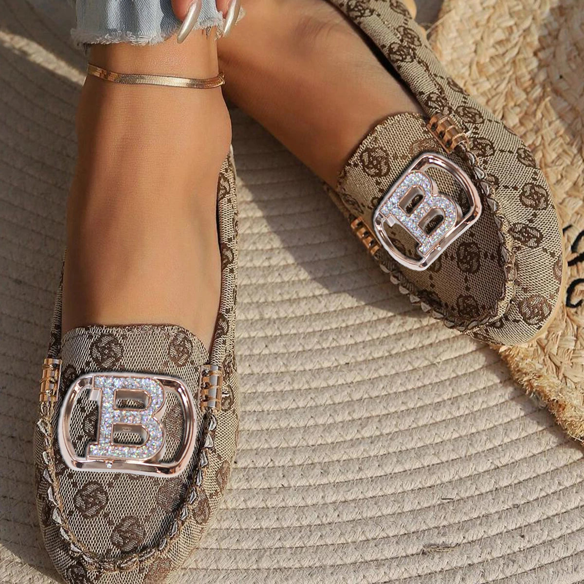 Women Loafers Driving Boat Sandals Luxury Decor Fashion Pattern Design PartFlats Slip-on Sexy Elegant Flat Comfy Casual Office