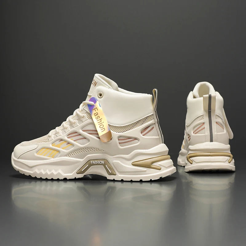 Student casual sports shoes Four Season Breathable high top anti slip soft sole comfort outdoor men's running shoes male sneaker