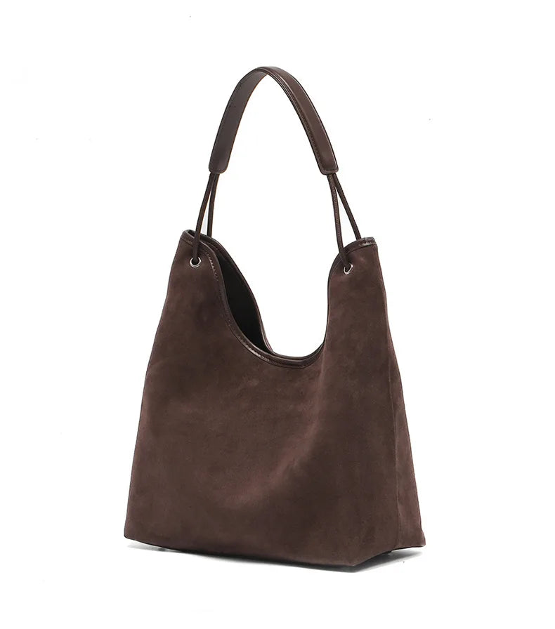 Women's Premium Suede Leather Shoulder Bag New Autumn/Winter Retro Crossbody Tote, Large Capacity Commuter Handbag for Office