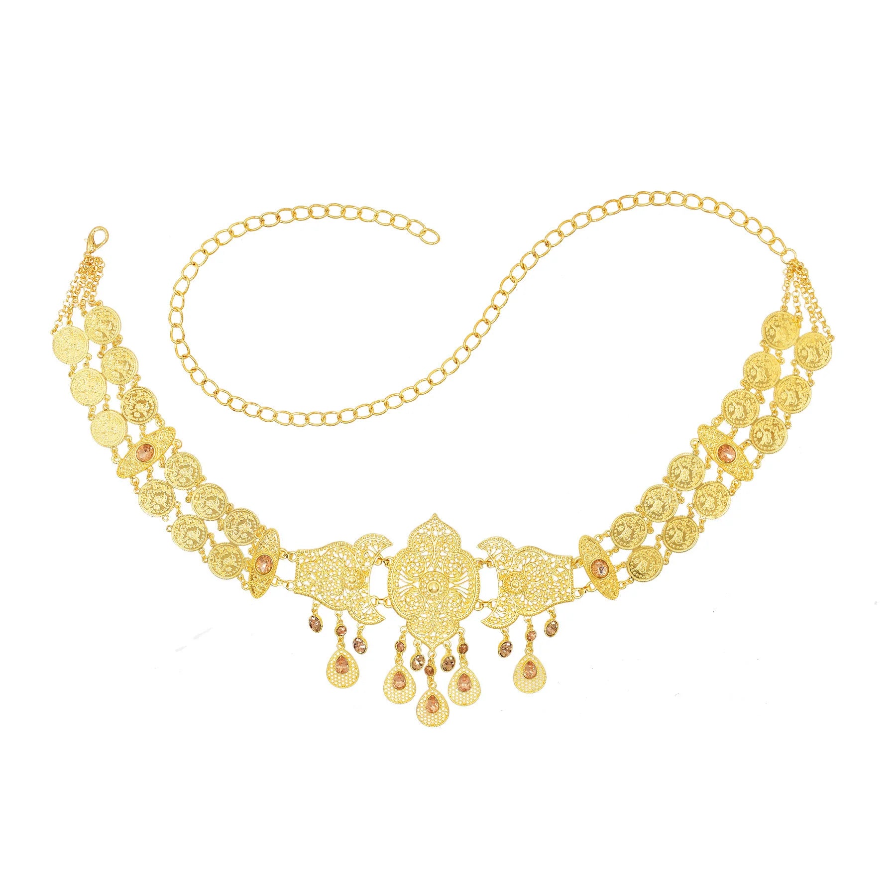 Golden Coins Metal Belts India Belly Dance Moroccan Waist Chain Afghan Turkish Kurdistan National Dress Body Jewelry for Women