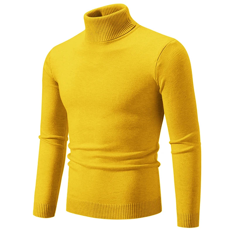 New Winter Turtleneck Thick Mens Sweaters Casual Turtle Neck Solid Color Quality Warm Slim Turtleneck Sweaters Pullover Men