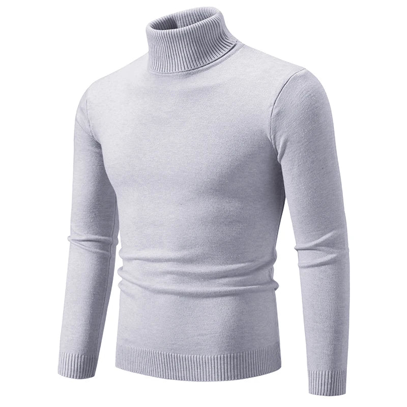 New Winter Turtleneck Thick Mens Sweaters Casual Turtle Neck Solid Color Quality Warm Slim Turtleneck Sweaters Pullover Men