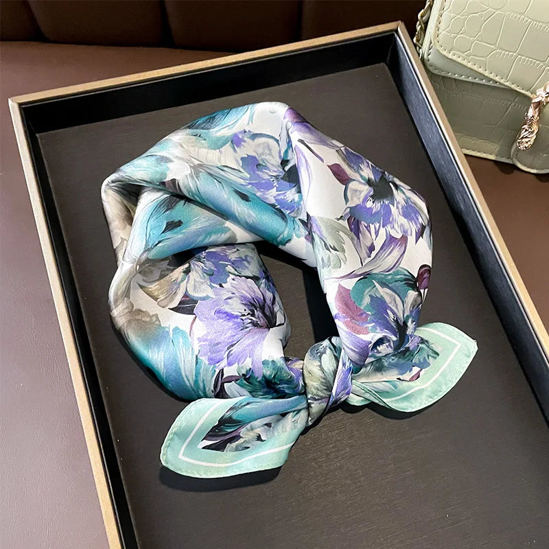 Scarf 100% Silk Bandana Women Square Scarves Wrap Kerchief Mulberry Spring Fashion Luxury High Quality Headband Hijab Shawls