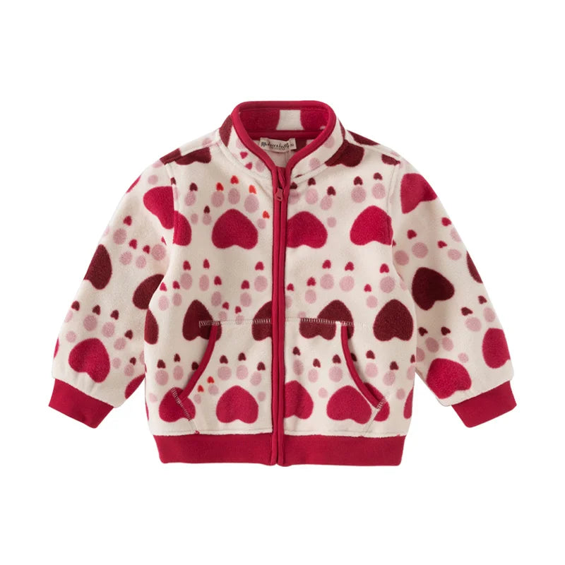 Dave Bella Children's Coat Boys Girls Baby Fleece Outerwear Autumn Sweet Cute Print Tops Outdoor Soft Comfortable Sport DB396-EE