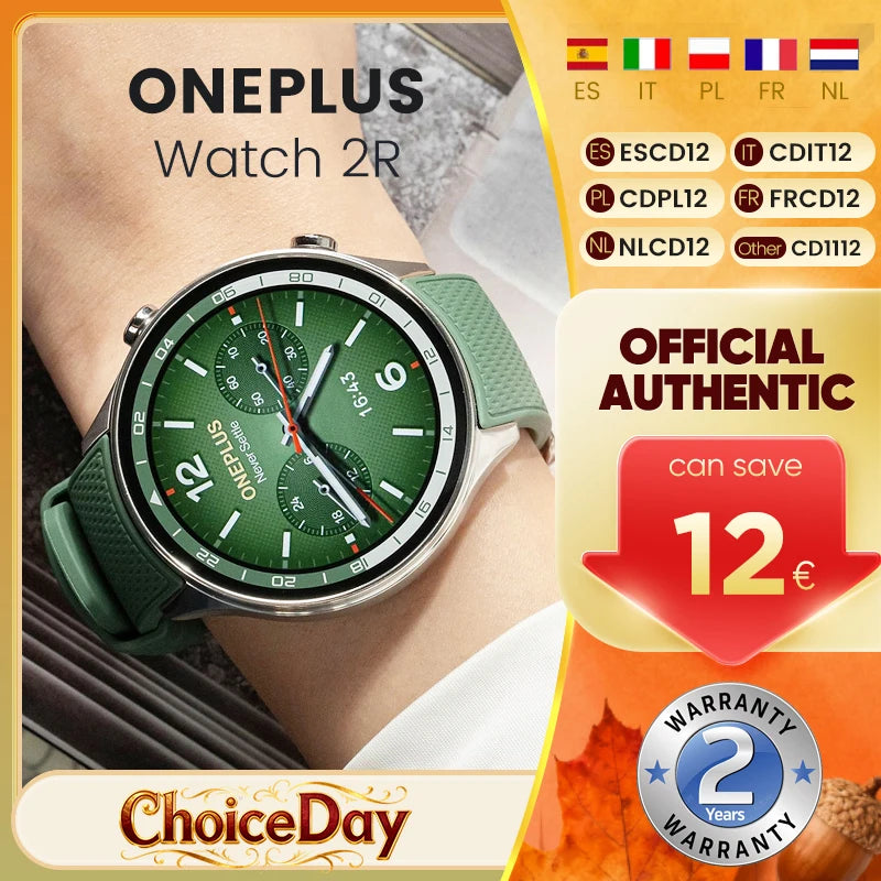 OnePlus Watch 2R Smartwatch 1.43'' AMOLED Screen Snapdragon W5 Gen 1+BES2700 100H Battery Life WiFi Wear OS by Google GPS 2024