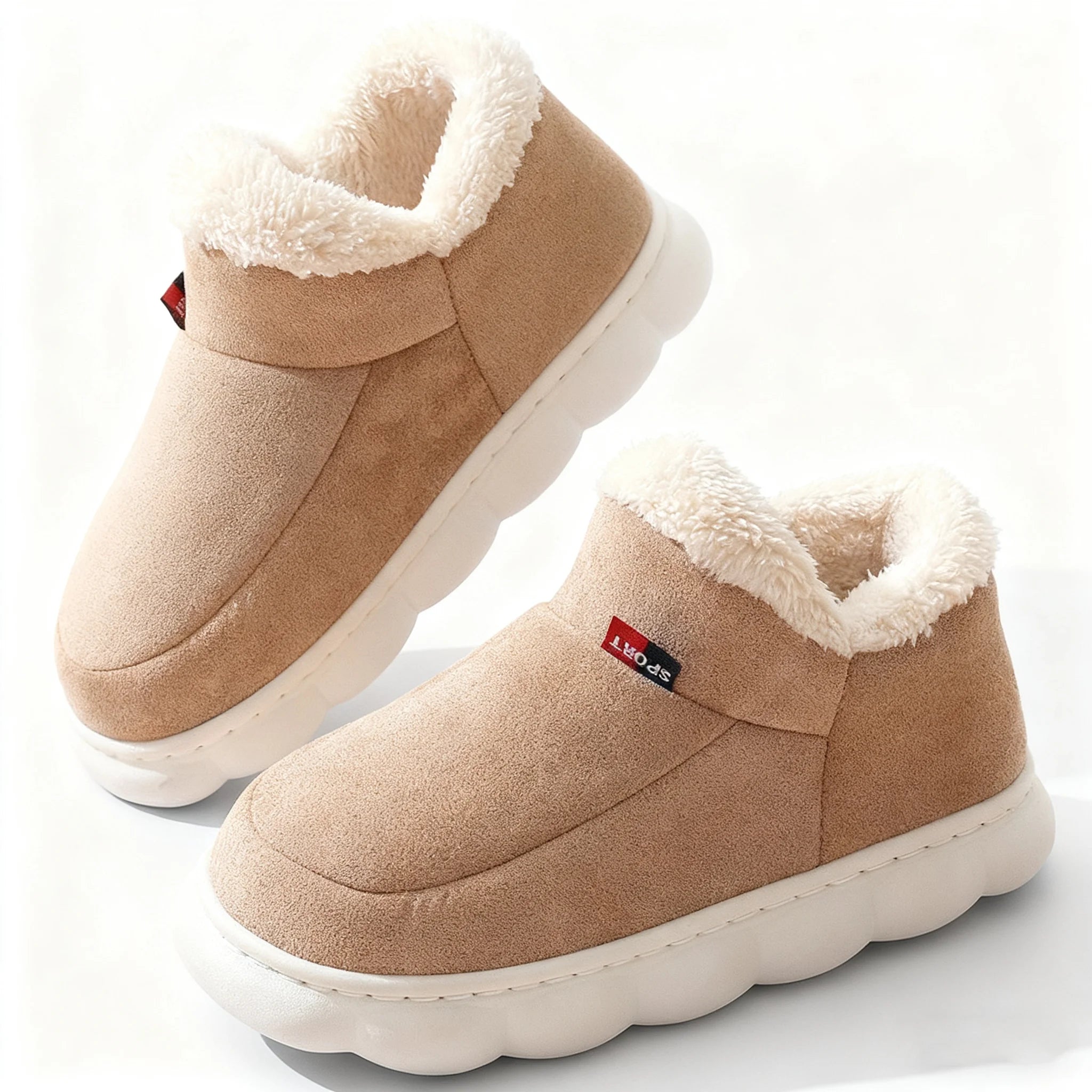 Evshine Winter Plush Cotton Shoes For Women Indoor Cozy Soft Sole Fur Slides Outdoor Fuzzy Ankle Boot Warm Fluffy House Slippers