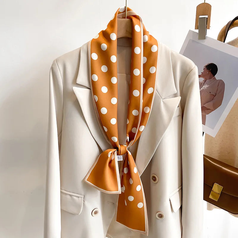 50 Color New Women Silk Feel Printed Design Scarf Shawl Fashion Luxury Long Narrow Small Silk Scarves Ladies Headband Headscarve