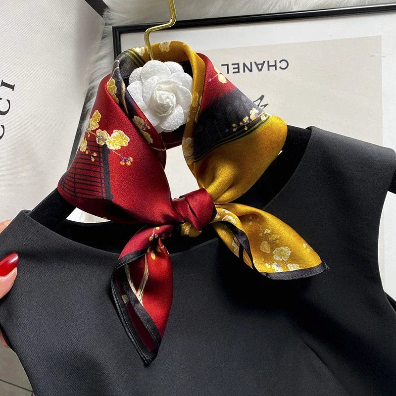 Scarf 100% Silk Bandana Women Square Scarves Wrap Kerchief Mulberry Spring Fashion Luxury High Quality Headband Hijab Shawls