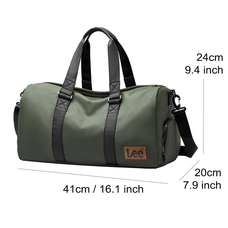 LEE High Quality Waterproof Leather Travel Duffel Bag Dry Wet Shoe Compartment Large Training Luggage Fitness Bag for Women Man