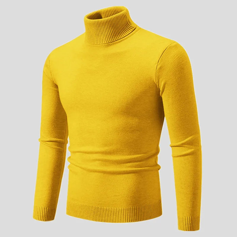 New Winter Turtleneck Thick Mens Sweaters Casual Turtle Neck Solid Color Quality Warm Slim Turtleneck Sweaters Pullover Men