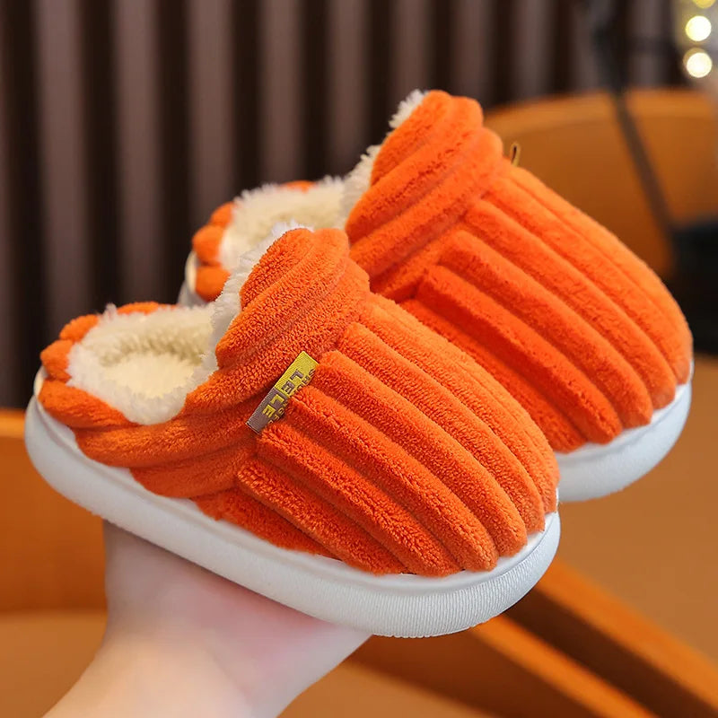Smile Pop Winter Children's Cotton Slippers For Boys And Girls Non-slip Warm Slippers Children's Plush Home Baby Cotton Slippers