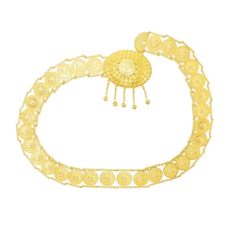 Golden Coins Metal Belts India Belly Dance Moroccan Waist Chain Afghan Turkish Kurdistan National Dress Body Jewelry for Women