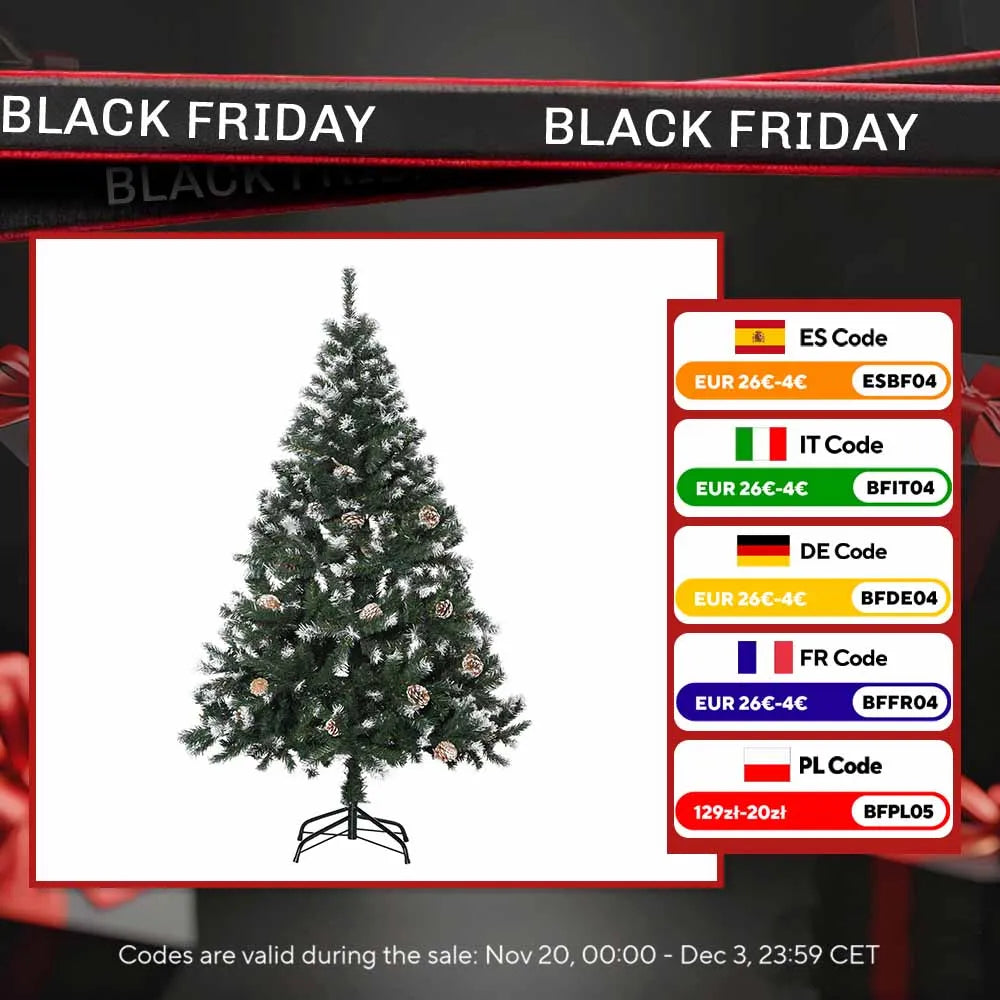 Homcom Artificial Christmas Tree with Snow Christmas Decoration for Indoors Green