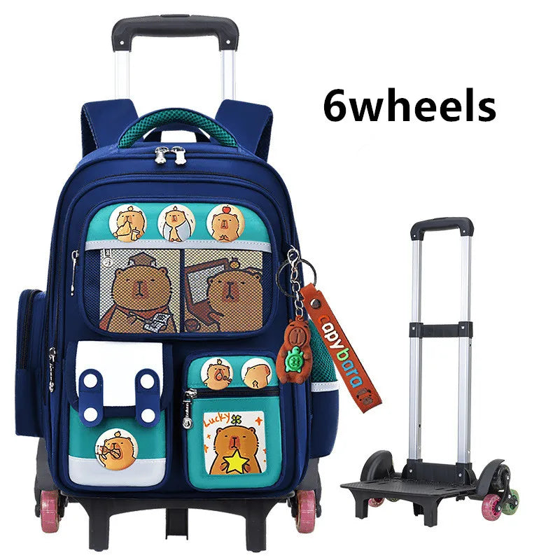 Children Trolley backpack wheels Student High capacity School bags Rolling schoolbags kids Trolley bookbag school wheeled bag