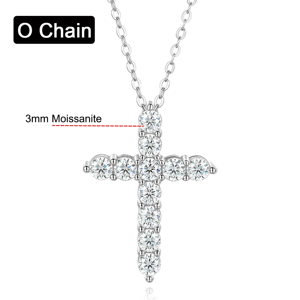 Moissanite cross pendant, 3mm, 4mm and 5mm, GRA certified, made of 925 sterling silver,