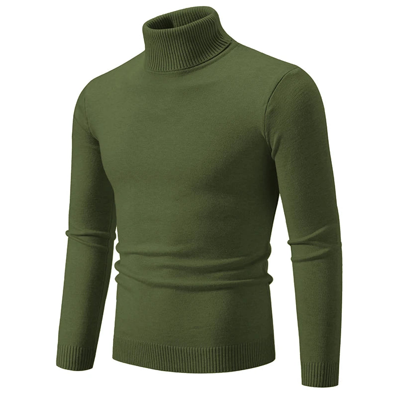 New Winter Turtleneck Thick Mens Sweaters Casual Turtle Neck Solid Color Quality Warm Slim Turtleneck Sweaters Pullover Men