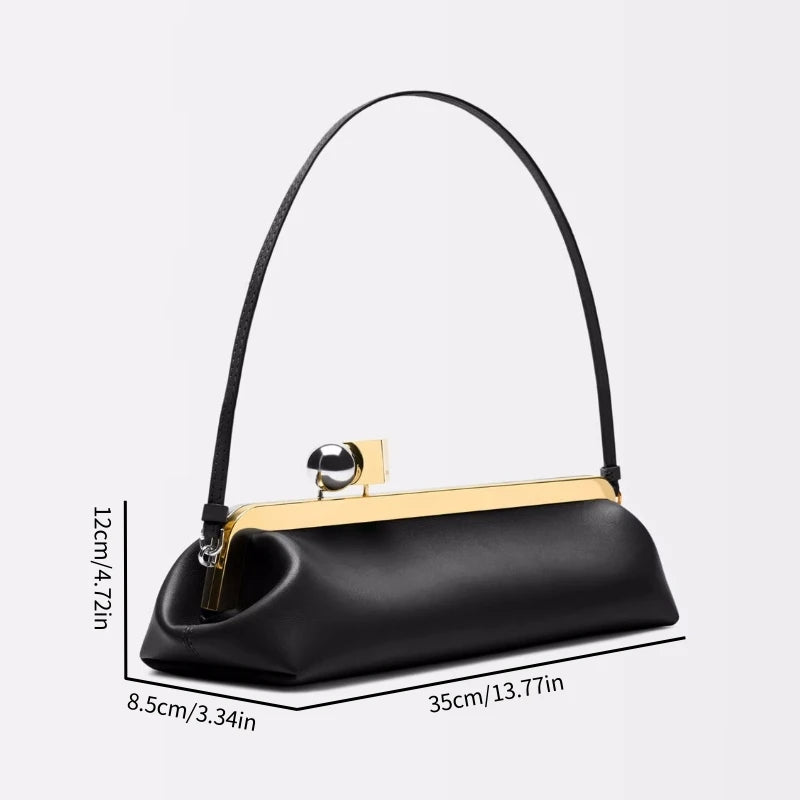 Long Clutch Bag with Removable Shoulder Strap, Women's Fashionable Baguette Bag, Luxury Designer Clip Handbag Purses for Ladies