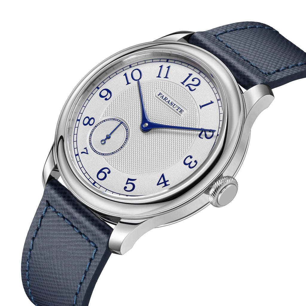 FARASUTE NEW Machinery Men Watch Salmon Dial St17 Manual Mechanical Watch Small Second Vintage Bonklip Bracelet