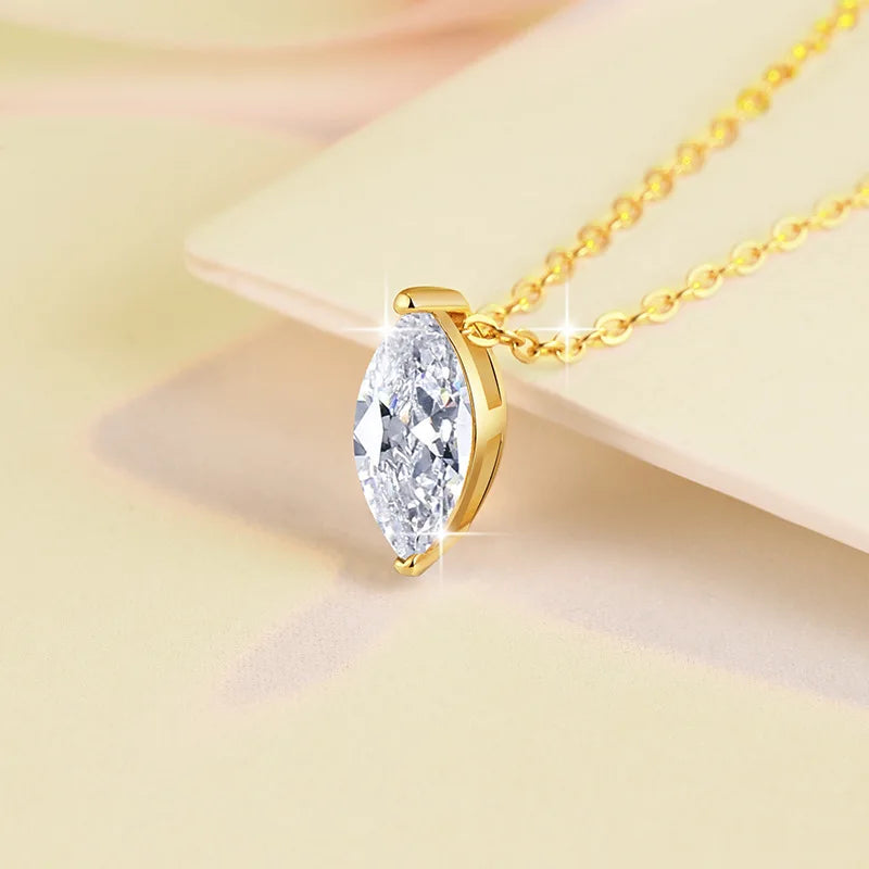 A women's necklace from Mila Jewelry made of a round-cut marquise stone of 1.1 carats,