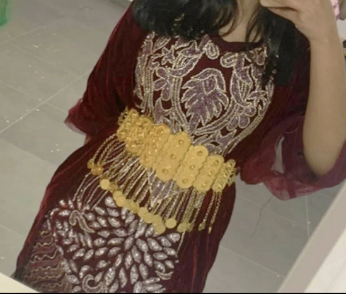 Golden Coins Metal Belts India Belly Dance Moroccan Waist Chain Afghan Turkish Kurdistan National Dress Body Jewelry for Women