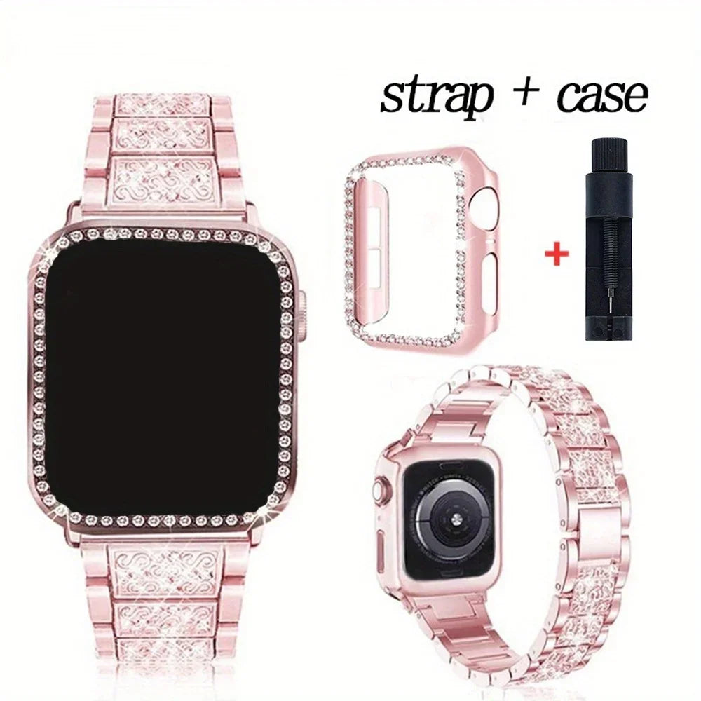 Girl Metal Strap + Case For Apple Watch Band Ultra Bracelet Wristband for iwatch Series 11 10 9 8 7 6 5 4 46mm 40 41 42mm Women