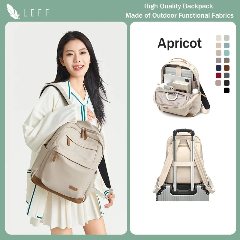 LEFF Women Backpack High Quality Large Capacity Laptop Backpacks Trendy Female Commuting Backpack Waterproof Outdoor Travel Bags