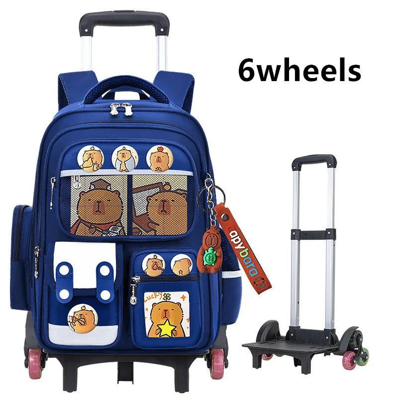 Children Trolley backpack wheels Student High capacity School bags Rolling schoolbags kids Trolley bookbag school wheeled bag