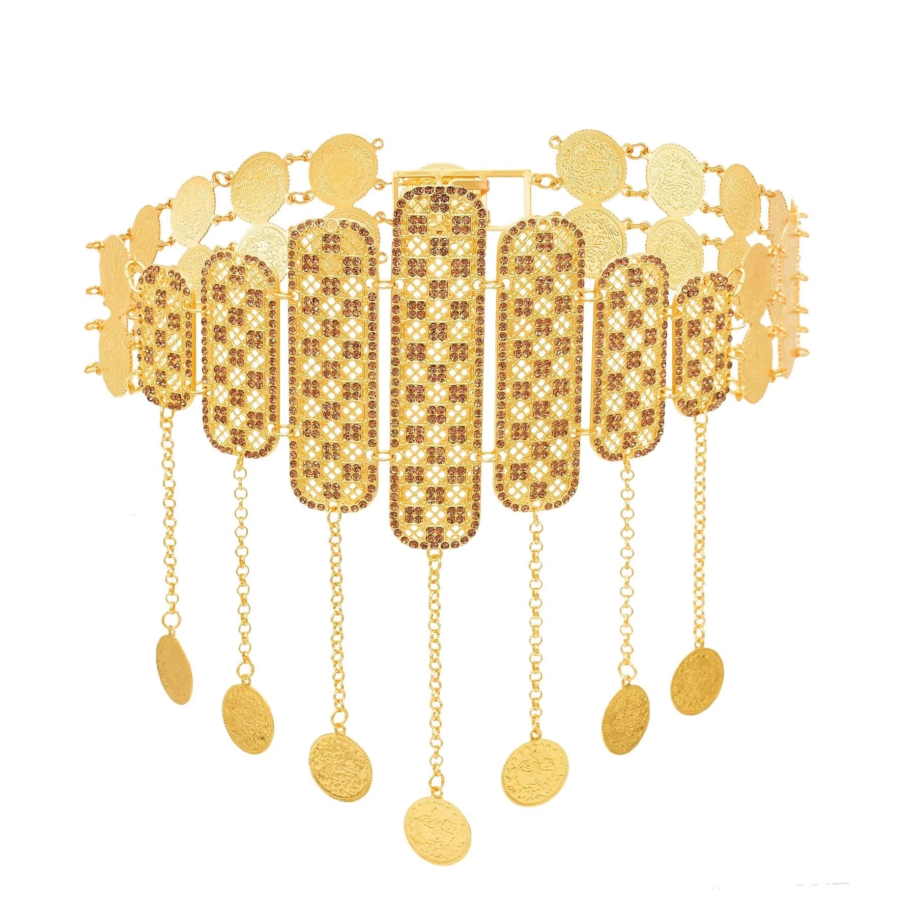 Golden Coins Metal Belts India Belly Dance Moroccan Waist Chain Afghan Turkish Kurdistan National Dress Body Jewelry for Women