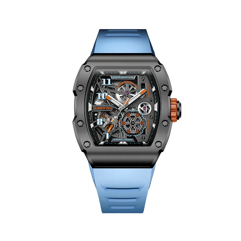 CERIEPON Automatic Mechanical Watch Men's Model Branded Hollowed Out Wine Barrel Shaped Men's Luminous Watches