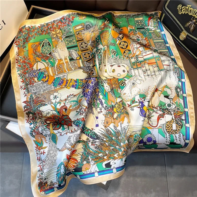 Scarf 100% Silk Bandana Women Square Scarves Wrap Kerchief Mulberry Spring Fashion Luxury High Quality Headband Hijab Shawls