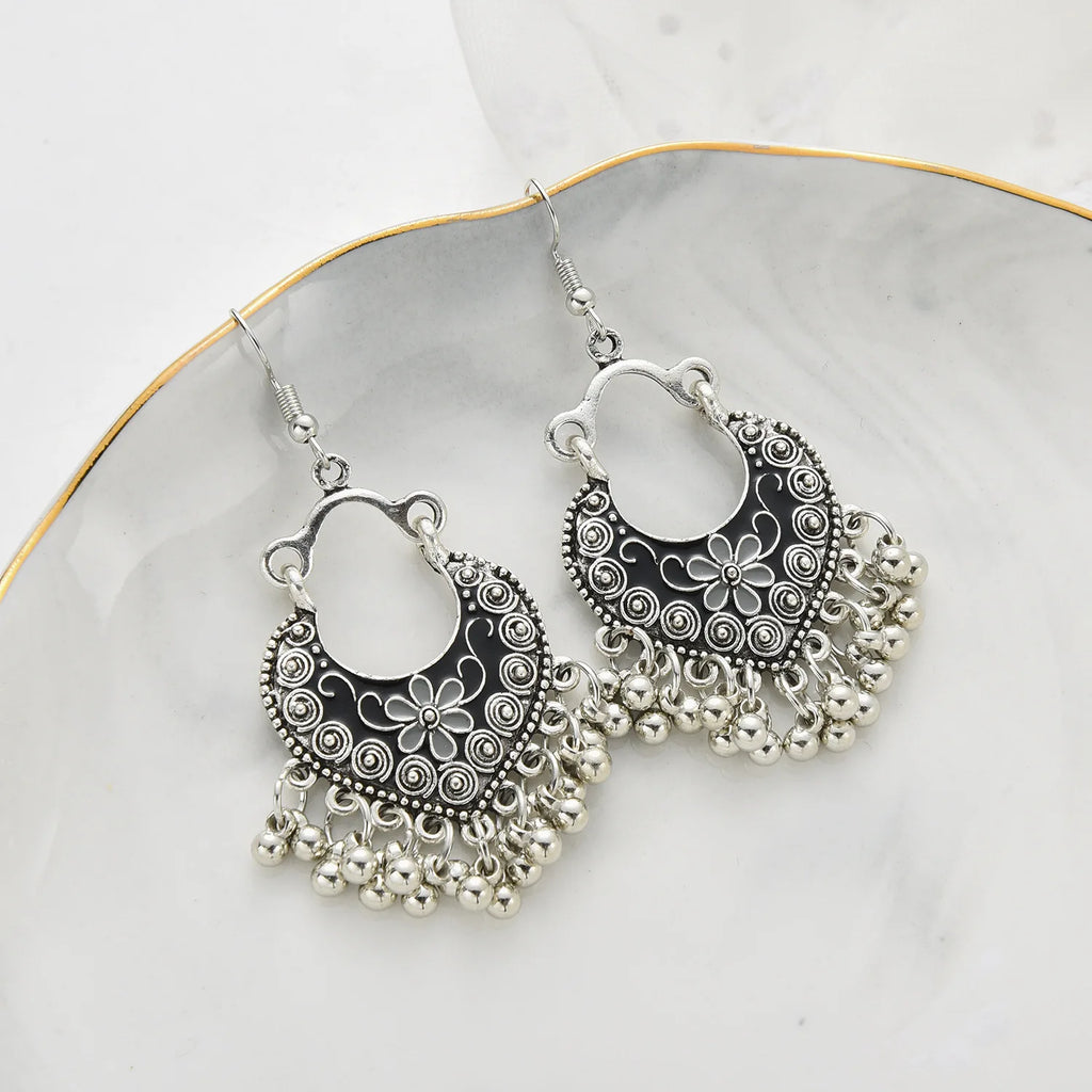 Vintage geometric dangle earrings for women, large round bell shape, dangle earrings for girls, Mila jewelry