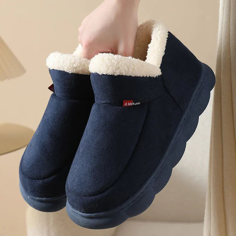 Evshine Winter Plush Cotton Shoes For Women Indoor Cozy Soft Sole Fur Slides Outdoor Fuzzy Ankle Boot Warm Fluffy House Slippers