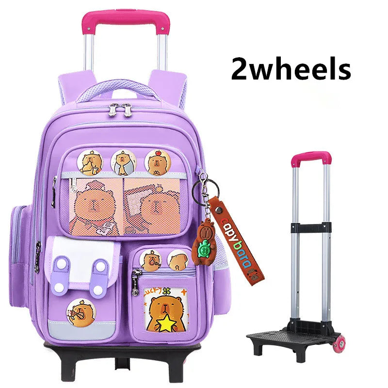 Children Trolley backpack wheels Student High capacity School bags Rolling schoolbags kids Trolley bookbag school wheeled bag