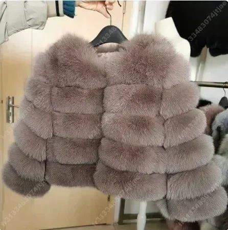 NEW Long Sleeve Faux Fur Coat 2025 Winter Women Fashion Thick Warm Fuzzy Coat Outerwear Female Gray/Black Fake Fur Jacket