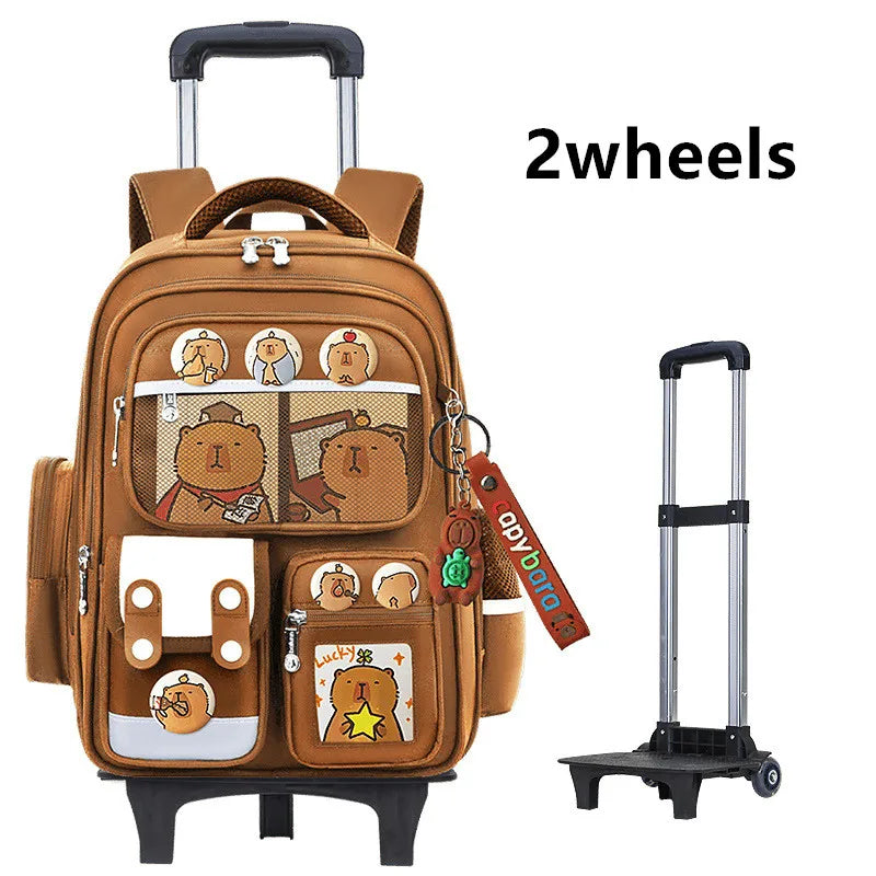Children Trolley backpack wheels Student High capacity School bags Rolling schoolbags kids Trolley bookbag school wheeled bag