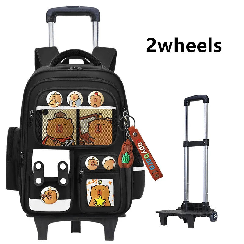 Children Trolley backpack wheels Student High capacity School bags Rolling schoolbags kids Trolley bookbag school wheeled bag