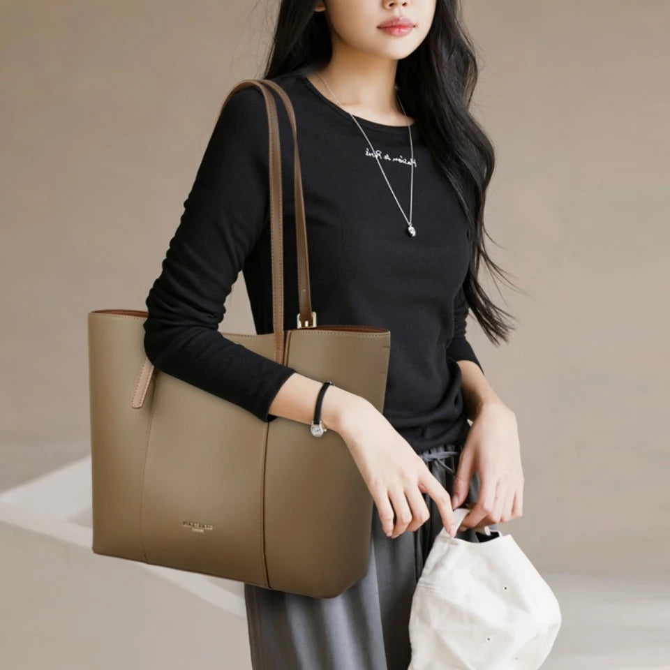 High Quality Solid Color Handbags Women Bags Designer soft PU Leather Shoulder Bag High Capacity Shopping Tote Top Handle Bags