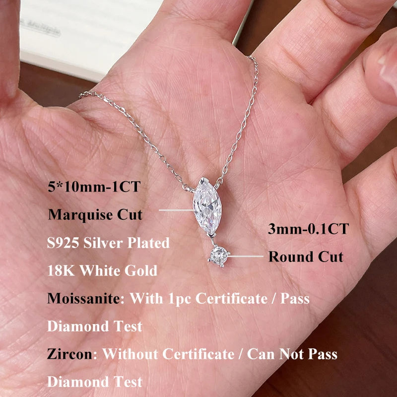 A women's necklace from Mila Jewelry made of a round-cut marquise stone of 1.1 carats,