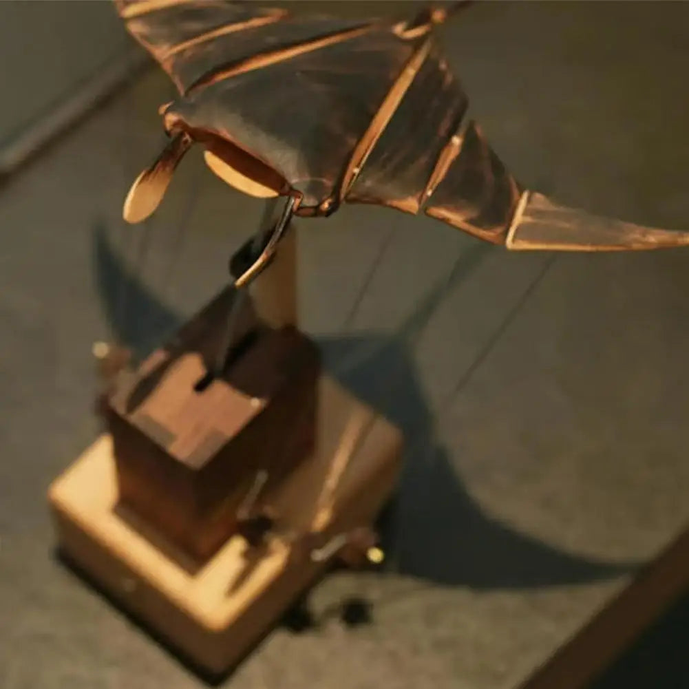 Handmade Wooden Electric Bionic Manta Ray Ornament Motorized Swimming Figurine Home Living Room Study Office Desktop Decoration