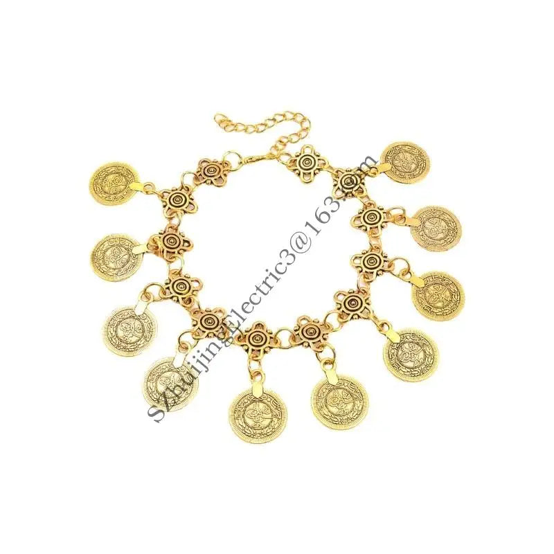 Vintage Bohemian Coin Tassels Anklet Chain for Women Fashion Bangle Ethnic Jewelry for Beach and Festival Wear