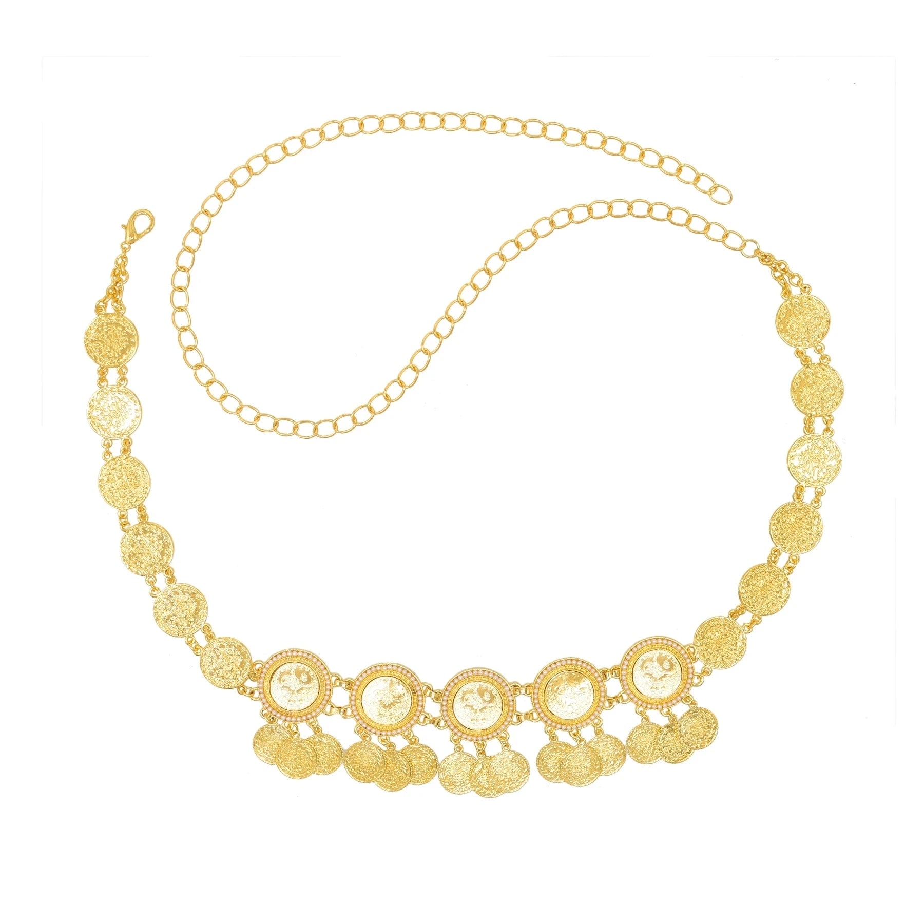 Golden Coins Metal Belts India Belly Dance Moroccan Waist Chain Afghan Turkish Kurdistan National Dress Body Jewelry for Women