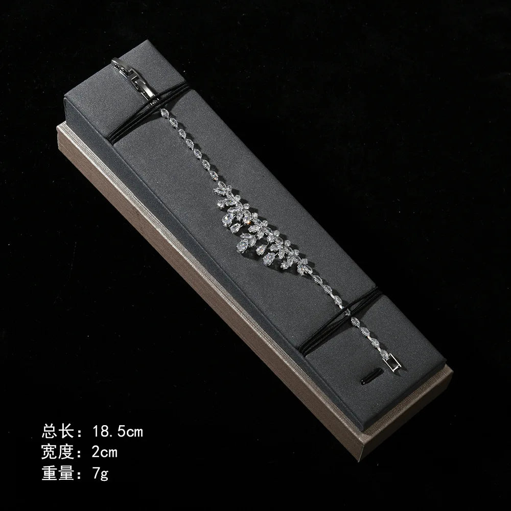 4pcs Bridal Jewelry Sets For Wedding Zirconia CZ Saudi Dubai Indian Necklace Earring Bracelet Set For Women Party Prom Jewelley