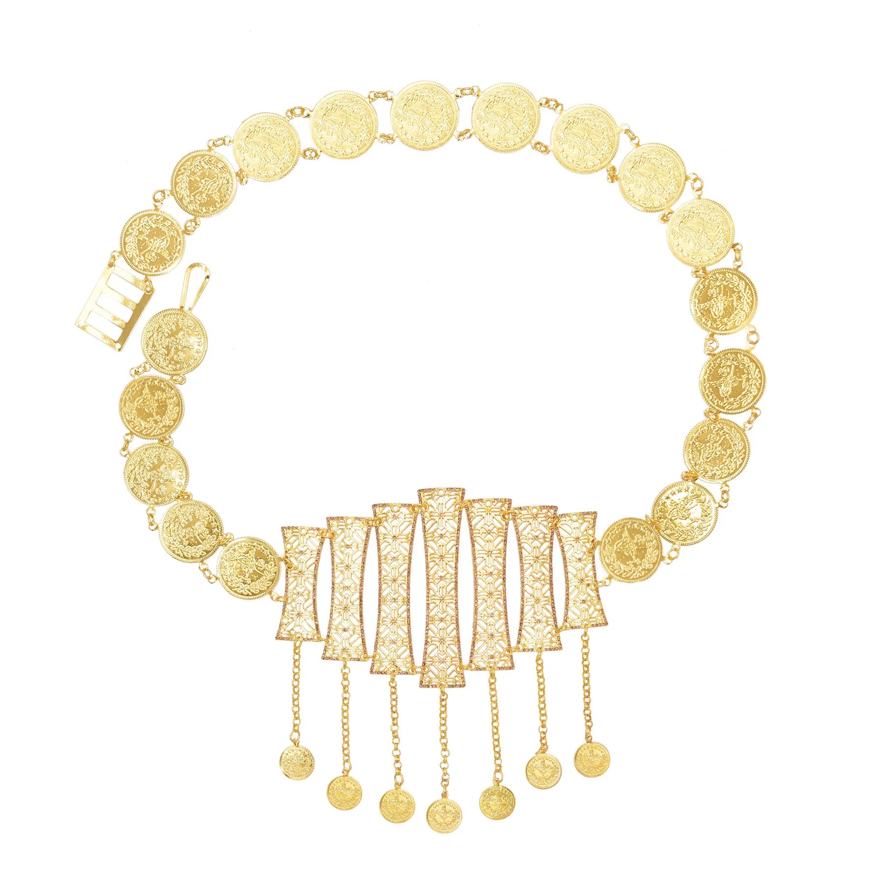 Golden Coins Metal Belts India Belly Dance Moroccan Waist Chain Afghan Turkish Kurdistan National Dress Body Jewelry for Women