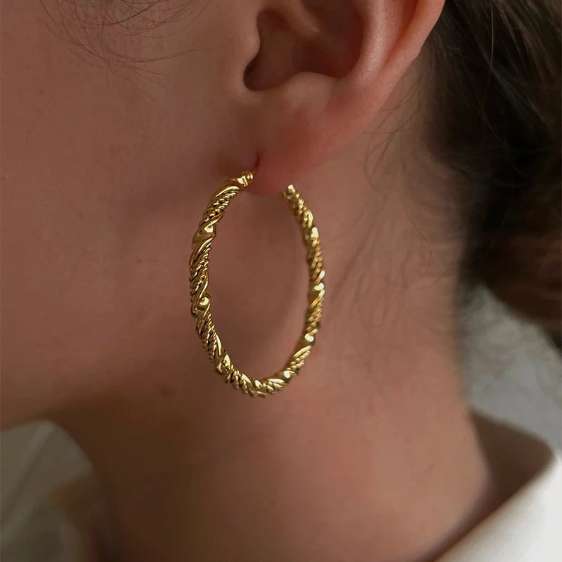 Mila Jewelry Two-Tone Stainless Steel Hoop Earrings, Titanium Steel, The Most Elegant