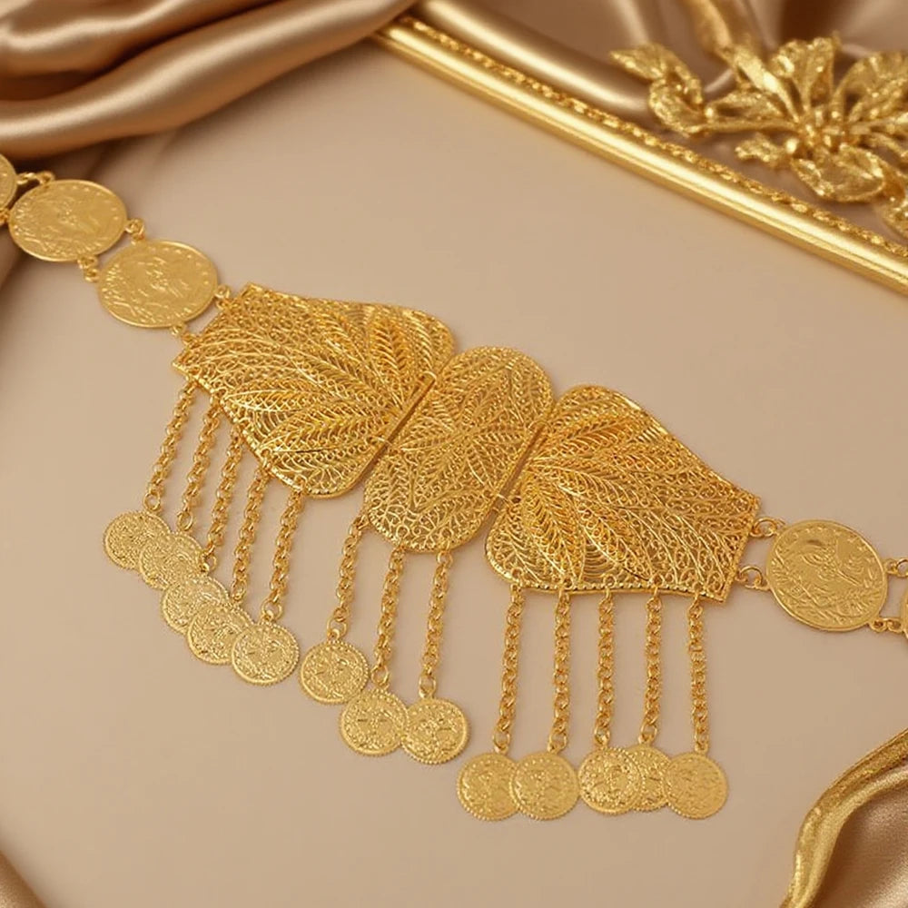 Turkish kurdish women belt gold plated arab middle east coin chain belts festival wedding costume jewelry