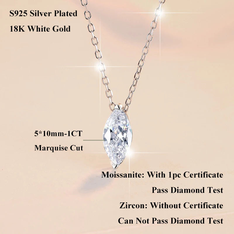 A women's necklace from Mila Jewelry made of a round-cut marquise stone of 1.1 carats,