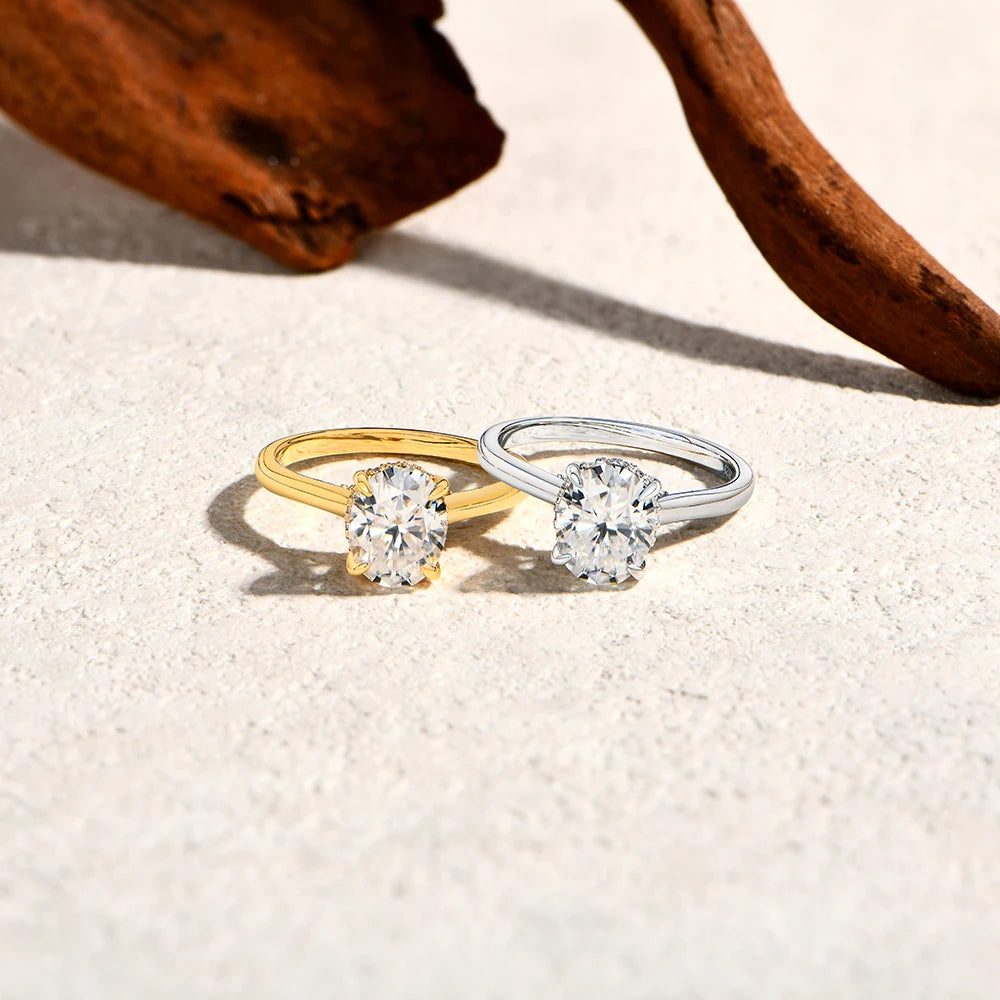 ATTAGEMS Oval Cut 9*7mm 2CT D VVS1 Moissanite Rings S925 Sterling Silver for Women Engagement Wedding Lady's Jewelry Gift Luxury